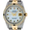 Rolex Mens 2 Tone 14K Lugs MOP Sapphire & Diamond 36MM Datejust