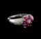 1.92 ctw Ruby and Diamond Ring - 14KT White Gold
