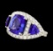 6.10 ctw Tanzanite and Diamond Ring - 14KT White Gold