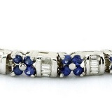 14k White Gold 3.54CTW Blue Sapphire and Diamond Bracelet, (SI2-SI3/H-I)