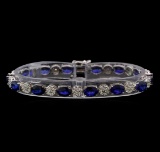 14KT White Gold 21.98 ctw Sapphire and Diamond Bracelet