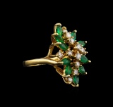 1.46 ctw Emerald and Diamond Ring - 14KT Yellow Gold