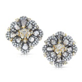 18k Two Tone Gold  6.31CTW Diamond and Sliced Dia Earring