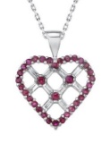 14k White Gold 0.96CTW Diamond and Ruby Pendant, (SI2 /G-H)