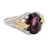 4.11 ctw Red Spinel And Diamond Ring - 18KT White And Yellow Gold