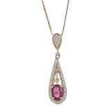 0.5 ctw Ruby and Diamond Pendant - 18KT Yellow Gold