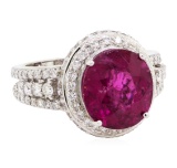 7.49 ctw Rubellite And Diamond Ring - 18KT White Gold