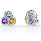 14k White Gold 3.62CTW Multi Color and Diamond Earring, (SI3/G-H)