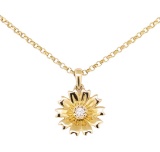 0.02 ctw Diamond Pendant with Chain - 14KT Yellow Gold