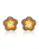 14k Yellow Gold  3.02CTW Citrine and Brown Diamonds Earring