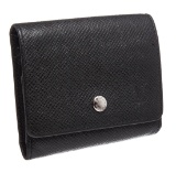 Louis Vuitton Black Taiga Leather Coin Purse Compact Wallet
