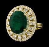 6.63 ctw Emerald and Diamond Ring - 14KT Yellow Gold