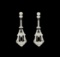 3.10 ctw Blue Sapphire and Diamond Dangle Earrings  - 18KT White Gold