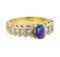 2.10 ctw Blue Sapphire And Diamond Ring - 18KT Yellow Gold