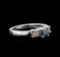 14KT White Gold 0.84 ctw Fancy Blue Diamond Ring