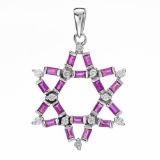 14k White Gold 1.54CTW Ruby and Diamond Pendant, (I1-I2/Purple-Red/G-H)