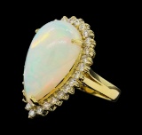11.26 ctw Opal and Diamond Ring - 14KT Yellow Gold