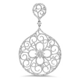 14k White Gold 1.38CTW Diamond Pendant, (SI3-I1/F-G)