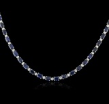 14KT White Gold 30.00 ctw Sapphire and Diamond Necklace