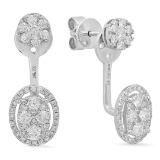 14k Gold 0.99CTW Diamond Earrings, (SI1-SI2)