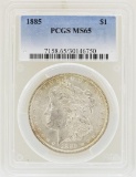 1885 $1 Morgan Silver Dollar Coin PCGS MS65