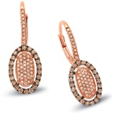 14k Rose Gold  0.57CTW Diamond and Brown Diamonds Earring