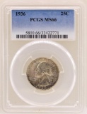 1936 Washington Quarter Coin PCGS MS66
