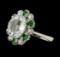 4.40 ctw Aquamarine, Tsavorite and Diamond Ring - 14KT White Gold