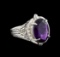 4.72 ctw Amethyst and Diamond Ring - 14KT White Gold