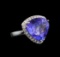 GIA Cert 16.55 ctw Tanzanite and Diamond Ring - 14KT White Gold