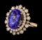 7.22 ctw Tanzanite and Diamond Ring - 14KT Rose Gold