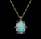 12.73 ctw Opal, Tanzanite and Diamond Pendant With Chain - 14KT Yellow Gold