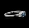 14KT White Gold 0.91 ctw Blue Diamond Ring