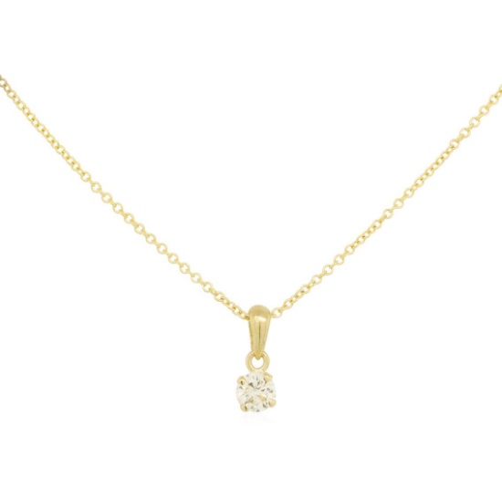 0.2 ctw Diamond Pendant With Chain - 14KT Yellow Gold