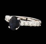 1.60 ctw Sapphire and Diamond Ring - 14KT White Gold