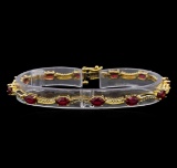 14KT Yellow Gold 7.45 ctw Ruby and Diamond Bracelet