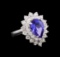 3.33 ctw Tanzanite and Diamond Ring - 14KT White Gold