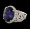 8.23 ctw Tanzanite and Diamond Ring - 14KT White Gold