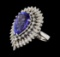 GIA Cert 8.48 ctw Tanzanite and Diamond Ring - 14KT White Gold