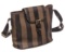 Fendi Brown Coated Canvas Leather Stripe Shoulder Bag