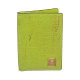 MCM Lime Green Croc Embossed Passport Holder