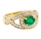 1.35 ctw Emerald And Diamond Ring - 14KT Yellow Gold