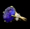 12.36 ctw Tanzanite And Diamond Ring - 14KT Yellow Gold