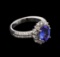 1.88 ctw Tanzanite and Diamond Ring - 14KT White Gold