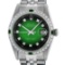 Rolex Mens Stainless Steel Green Vignette Diamond & Emerald Datejust Wristwatch