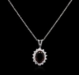2.53 ctw Tourmaline and Diamond Pendant With Chain - 14KT White Gold