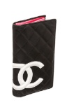 Chanel Black Quilted Leather White CC Cambon Long Wallet