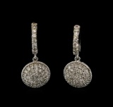 1.34 ctw Diamond Dangle Earrings - 14KT White Gold