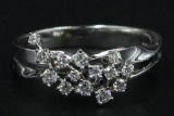 0.30 ctw Diamond Cluster Ring - 14KT White Gold