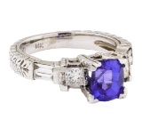 2.31 ctw Tanzanite And Diamond Ring - 14KT White Gold